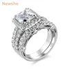 彼女の2 PCSウェディングリングセットクラシックジュエリー28 CTプリンセスカットAAAAA CZ 925女性用Sterling Silver Engagement Rings JR4887 22018433865