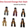 Women Wig with Hat Black Baseball Cap Magic One Second Change Hair Style Beauty Makeup Straight Curly Hair Crossdressing Party Y2229Z