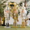 Woden Large Nutcracker Puppet King Soldier Christmas Gift Decoration Golden Silver Nutcracker Home Decorations Hot 201028