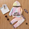 Baby Tie Dye Kleding Set Kinderen Lange Mouwen Hooded Top + Broek + Hoofdbanden 3 stks / set Boutique Baby's Zonnebloem Leopard Trainingspakken Set By1612