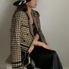 Autumn and Winter Women's Coat Casual Plaid Double-Breasted Pocket Decoration Short 201102