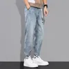 Heren jeans Koreaanse stijl mode mannen retro lichtblauwe losse fit casual denim harembroek hoge kwaliteit streetwear wide been broek1