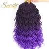 14 pouces Sénégalais Twist Crochet Cheveux Violet Ombre Tressage Cheveux Vague Se Termine 35 brins / pcs Synthétique Nouveau Style Mince Crochet Tresses Jumbo Bundles LS24