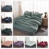 FAMIFUN New Product Solid Color 3 4 Pcs Bedding Set Microfiber Bedclothes Navy Blue Gray Bed Linens Duvet Cover Set Bed Sheet 2012262l