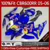 Carénages OEM pour HONDA CBR600F5 CBR 600 RR F5 CC 2005 2006 Corps 72No.154 CBR 600F5 600CC 600RR 05-06 CBR-600 CBR600 RR CBR600RR 05 06 Moule d'injection Carrosserie jaune rouge