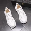 Fashion Designer Wedding Dress Party Shoes British Style Breathable White Round Toe Casual Flat Sneakers Lightweight Shoes Men Tennis Outdoor Walking Loafers