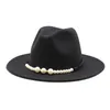 fedora solid elegant pearl belt buckle classic winter women hats pink fascinator wedding formal felt hat womens6096561