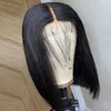 Natural Bob Wig Pixie Cut Malaysian remy مستقيم شعر بشع على شعر مستعار أمامي جاهل للنساء السود