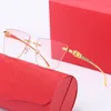 선글라스 여성 남성 디자이너 선글라스 상자 패션 럭셔리 브랜드 안경 Frameless Overszied Designers Big Leopard Gold Eyeglass UV400 Sunglass Eyewear