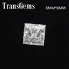 TransGems Pietra sciolta con diamante Moissanite taglio Princess da 1,25 ct 6mm*6mm F Color Y200620