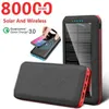 태양 전지 무선 80000mAh 전원 은행 충전기 아이폰 11 프로 최대 공기 전원 어댑터 휴대 전화 USB externa PowerBank Xiaomi
