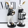 American Court Rural Light Luxe Lapin Figurines Artisanat Noir Or Miss Lapin Style Nordique Décoration Accessoires T200331