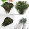 Décoration de fête Plumes Fournitures d'artisanat pour mariage Bdenet Yiwu Paon Cheveux 25-30cm Oeil Naturel Bricolage Matériel Boucles D'oreilles Vêtements Acce jllRmL