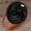 Genuine Leather Hat for Men Newsboy Caps Gorras Mujer Designer Hat Newsboy Hats Women Adult Leather Cap1227n