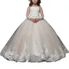 Lace Flower Girl Dresses Primera Comunion Wedding Party Little Bride Dress Kids Ball Gown Long Sleeve Girls Pageant Dress290C