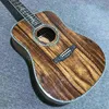 Custom latest 41-inch KOA wooden classic folk ROUND BODY guitar, real abalone inlay, rosewood guard, D-type DELUXE guitar