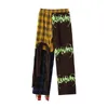 Uncoledonjm Lattice Patchwork Hip Hop Harajuku Casual Pants High Street Design Ins Fashion Men Trousers T2A002 201110