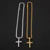 Men Women Gold Silver Copper Material Iced Out Zircon Cross Pendant Necklace Chain Fashion Hip Hop Jewelry