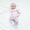 born Baby Girls Clothes Infant Cute Fold Ruffle Long Sleeve TopsPantsHeadband Outfit Set Toddler Girls Clothing LJ201223