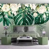 Aangepaste muur muurschildering 3d moderne kunst groen blad bloem po achtergrond schilderen woonkamer slaapkamer dineren decor wallpaper1