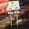 Nouveau 925 argent aiguille oeil de chat pierre arc longues boucles d'oreilles style doux gland boucles d'oreilles simple dame fan boucles d'oreilles