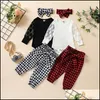 Completi di abbigliamento Neonati Bambini Neonati, Maternità Ragazze Lattice Completi Pagliaccetto con maniche in pizzo per neonati Top + Pantaloni scozzesi + Fascia per capelli 3 pezzi / set Primavera Autunno F