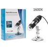 Microscopio digitale USB 1600X 8 LED Microscopio Lente d'ingrandimento elettronica Stereo USB Fotocamera per endoscopio con supporto in metallo