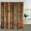 ShunQian Faux Wood Tenda da doccia personalizzata Tessuto in poliestere Schermi da bagno Tende per bagno 3D Ganci per tende da bagno impermeabili T200711