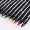 STA 1224364880 Colors Artist Brush Sketch Marker Pens Water Based Ink Twin Tip Art Marker Pen Aquarelle Brush Pen FineTip 201116