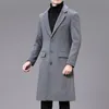 Inverno Uomini di Marca Cappotto di Lana Spessa Moda Affari Casual Lungo Cappotto Caldo Giacca Maschile Vestiti Grigio Nero M-4XL 201222