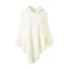 Scarves Women Winter Knitted Hooded Poncho Cape Solid Color Crochet Fringed Tassel Shawl Wrap Oversized Pullover Cloak Sweater330U