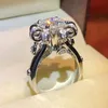 Элегантная Цветочная Корона 1ct Lab Бриллиантовое Кольцо Стерлингового Серебра 925 Bijou Обручальное Кольцо Кольца для Женщин Свадебные Украшения Y4049126