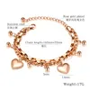 Mooie schattige mooie hart charms armband mode ontwerper multi layer 316L roestvrij stalen armband sieraden voor vrouw giften rozen goud