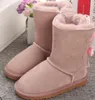 Barn Bailey 2 Bows Boots Äkta Läder Småbarn Snö Solid Botas de Nieve Winter Girls Footwear Toddler Girls Boots 989
