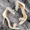 Eleganta romantiska bröllopsbröllop Maisel Kvinnor Sandaler Skor Kristall Utsmyckad Lyxpumpar Pärlor Stram Lady Perfect Gladiator High Heels EU35-43