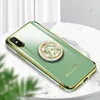 لـ iPhone 12 11 Pro Max XS Max XR X 8 Plus Samsung Galaxy S20 Phone Case Plating TPU Diamond Ring Rings