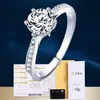Cluster-Ringe 1,0 Moissanit-Diamant-Solitärring aus Weißgold mit seitlichen Diamanten, 925er-Sterlingsilber, Kronen-Design, Hochzeit