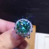 Superbe 3ct bague verte 925 en argent sterling bague de fiançailles bagues de mariage pour les femmes bijoux de fête de doigt de mariée 211217