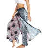 Damen-Hose mit weitem Bein, Schlitz, Sommer, lässig, Strand, Palazzo, Boho, Hippie, Bohemian, Pilatus, Übergröße H1221