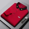 Tasarımcı Yeni Uzun Kollu Polo Gömlek Erkekler Sıradan Düz Renk Markası Pamuk Arı Nakış Erkek Giysileri