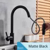 Brushed Golden Kitchen Faucet Sink Mixer Tap Pull Out Swivel Spout Sink Faucet Stream Sprayer Kitchen Hot Cold Water tap T200423