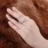 AINUOSHI Trendy 925 Sterling Silver Wedding Halo Ring all'ingrosso 1.6 Ct Princess Cut Band gioielli per gli amanti promessa di fidanzamento Y200106