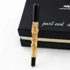 Jinhao Brand Gold Dragon Business Fountain Pen 0,5 mm Fine Nib Metal Writing Ink Pens School Office Artykułowanie Y200709