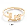 Anneaux réglables en acier inoxydable 12 Constellations lettre anneau pour femme ouverture mariage zodiaque doigt bague anniversaire bijoux cadeau