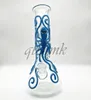 QBsomk Fluorescent octopus Glow in dark Glass Bongs nectar collector Small Mini Glass Beaker Bongs Water Pipe luminous Water Bongs Dab Rigs