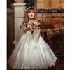 레이스 새틴 꽃 소녀 드레스 2021 Vestidos de desfile de niñas jewel v-neck applique 페르시 진주 활 A-line pricness party dress kids