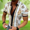 Man Casual Shirts Hawajski Koszula Z Przyciskiem Zamknięcie Krótki Rękaw Turn-Down Summer Print Bluzyka Fabryczna Supply Odzież Bluzka