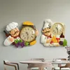 Vintage Wall Clock home decoration Resin Chef Statue watch Mute Quartz Clock for living room Kitchen Wall Decor Hanging Clock 20123707206