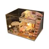 Różowy Loft Lovel Lalki Dom Miniaturowy DIY Dollhouse z ogrodem i meblami Drewniany dom zabawka dla dzieci prezent urodzinowy HD005 201217