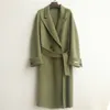 한국 겨울 지방 소매 레이싱 벨트 긴 느슨한 목욕 가운 모직 overcoat 자켓 따뜻한 두꺼운 순수 컬러 양모 코트 여성 201103